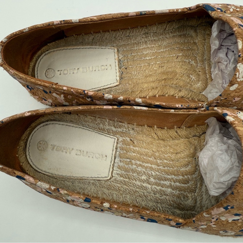 Tory Burch INES ESPADRILLE CONFETTI CORK / CALF LEATHER /METALLIC LEATHER  SZ 9M - Picture 5 of 17